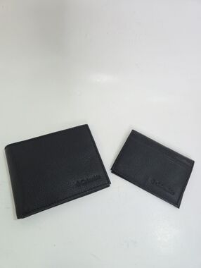 Columbia Men's Black Leather Slimfold RFID Wallet With Removeable Card Case